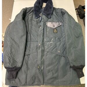 RefrigiWear Insulated Freezer Parka Mens Large Navy Blue Quilted Made in USA